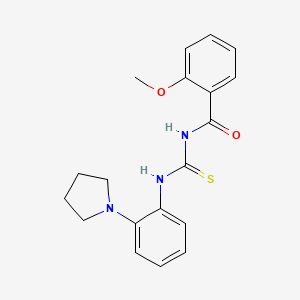 molecular formula C19H21N3O2S B3632895 2-methoxy-N-{[2-(pyrrolidin-1-yl)phenyl]carbamothioyl}benzamide 