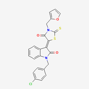 molecular formula C23H15ClN2O3S2 B3632903 (3Z)-1-(4-CHLOROBENZYL)-3-[3-(2-FURYLMETHYL)-4-OXO-2-THIOXO-1,3-THIAZOLIDIN-5-YLIDENE]-1,3-DIHYDRO-2H-INDOL-2-ONE 