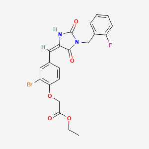 ethyl (2-bromo-4-{(E)-[1-(2-fluorobenzyl)-2,5-dioxoimidazolidin-4-ylidene]methyl}phenoxy)acetate