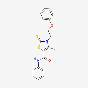 4-methyl-3-(2-phenoxyethyl)-N-phenyl-2-thioxo-2,3-dihydro-1,3-thiazole-5-carboxamide