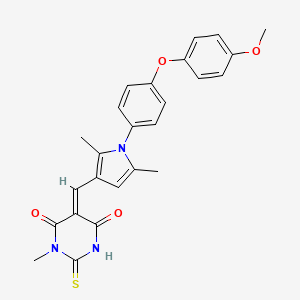 molecular formula C25H23N3O4S B3633093 (5E)-5-[[1-[4-(4-methoxyphenoxy)phenyl]-2,5-dimethylpyrrol-3-yl]methylidene]-1-methyl-2-sulfanylidene-1,3-diazinane-4,6-dione 