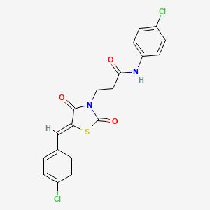 molecular formula C19H14Cl2N2O3S B3633102 3-[5-(4-chlorobenzylidene)-2,4-dioxo-1,3-thiazolidin-3-yl]-N-(4-chlorophenyl)propanamide 