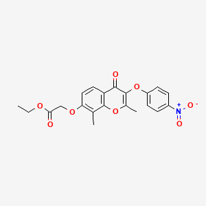 molecular formula C21H19NO8 B3633128 ethyl {[2,8-dimethyl-3-(4-nitrophenoxy)-4-oxo-4H-chromen-7-yl]oxy}acetate 