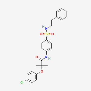 molecular formula C24H25ClN2O4S B3633150 2-(4-chlorophenoxy)-2-methyl-N-{4-[(2-phenylethyl)sulfamoyl]phenyl}propanamide 