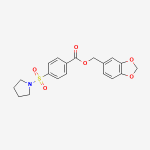 molecular formula C19H19NO6S B3633160 1,3-benzodioxol-5-ylmethyl 4-(1-pyrrolidinylsulfonyl)benzoate 