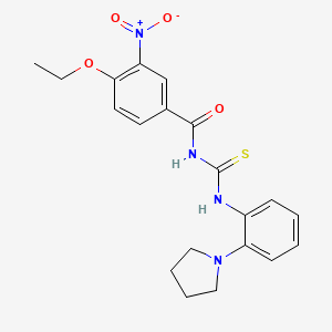 molecular formula C20H22N4O4S B3633182 4-ethoxy-3-nitro-N-{[2-(pyrrolidin-1-yl)phenyl]carbamothioyl}benzamide 