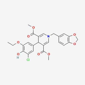 molecular formula C25H24ClNO8 B3633192 dimethyl 1-(1,3-benzodioxol-5-ylmethyl)-4-(3-chloro-5-ethoxy-4-hydroxyphenyl)-1,4-dihydro-3,5-pyridinedicarboxylate 