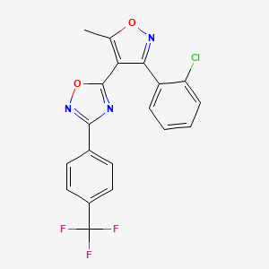 molecular formula C19H11ClF3N3O2 B3633214 5-[3-(2-Chlorophenyl)-5-methyl-1,2-oxazol-4-yl]-3-[4-(trifluoromethyl)phenyl]-1,2,4-oxadiazole 