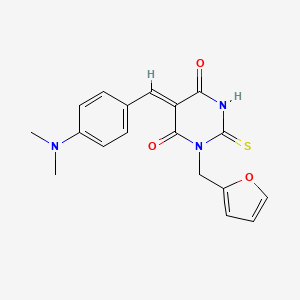 (5Z)-5-[[4-(dimethylamino)phenyl]methylidene]-1-(furan-2-ylmethyl)-2-sulfanylidene-1,3-diazinane-4,6-dione