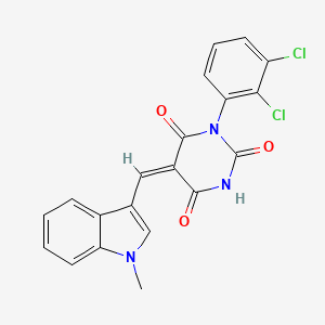 molecular formula C20H13Cl2N3O3 B3633280 (5E)-1-(2,3-dichlorophenyl)-5-[(1-methyl-1H-indol-3-yl)methylidene]pyrimidine-2,4,6(1H,3H,5H)-trione 