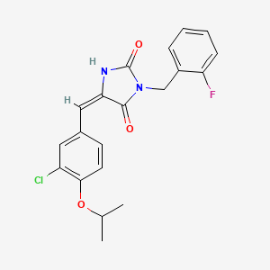 (5E)-5-[3-chloro-4-(propan-2-yloxy)benzylidene]-3-(2-fluorobenzyl)imidazolidine-2,4-dione