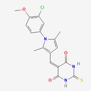 molecular formula C18H16ClN3O3S B3633327 5-{[1-(3-chloro-4-methoxyphenyl)-2,5-dimethyl-1H-pyrrol-3-yl]methylene}-2-thioxodihydro-4,6(1H,5H)-pyrimidinedione 