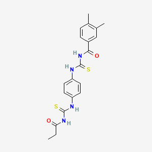 3,4-dimethyl-N-({4-[(propanoylcarbamothioyl)amino]phenyl}carbamothioyl)benzamide