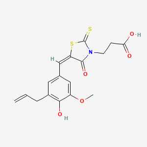 molecular formula C17H17NO5S2 B3633360 3-[(5E)-5-[(4-hydroxy-3-methoxy-5-prop-2-enylphenyl)methylidene]-4-oxo-2-sulfanylidene-1,3-thiazolidin-3-yl]propanoic acid 