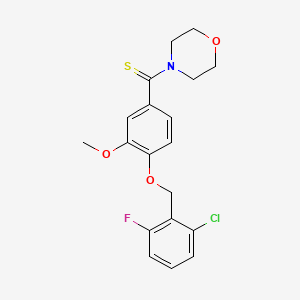 molecular formula C19H19ClFNO3S B3633446 4-({4-[(2-chloro-6-fluorobenzyl)oxy]-3-methoxyphenyl}carbonothioyl)morpholine 