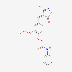 molecular formula C21H20N2O5 B3633497 2-{2-ethoxy-4-[(3-methyl-5-oxo-4(5H)-isoxazolylidene)methyl]phenoxy}-N-phenylacetamide 