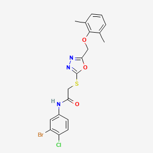 molecular formula C19H17BrClN3O3S B3633510 N-(3-bromo-4-chlorophenyl)-2-({5-[(2,6-dimethylphenoxy)methyl]-1,3,4-oxadiazol-2-yl}thio)acetamide 