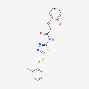 2-(2-fluorophenoxy)-N-[5-[(2-methylphenyl)methylsulfanyl]-1,3,4-thiadiazol-2-yl]acetamide