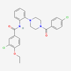 molecular formula C26H25Cl2N3O3 B3633558 3-chloro-N-{2-[4-(4-chlorobenzoyl)-1-piperazinyl]phenyl}-4-ethoxybenzamide 