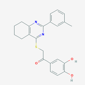 1-(3,4-dihydroxyphenyl)-2-{[2-(3-methylphenyl)-5,6,7,8-tetrahydro-4-quinazolinyl]thio}ethanone