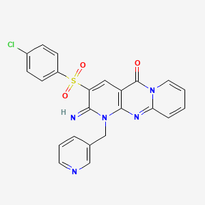 5-(4-chlorophenyl)sulfonyl-6-imino-7-(pyridin-3-ylmethyl)-1,7,9-triazatricyclo[8.4.0.03,8]tetradeca-3(8),4,9,11,13-pentaen-2-one