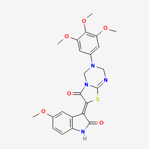 molecular formula C23H22N4O6S B3633617 (7Z)-7-(5-methoxy-2-oxo-1,2-dihydro-3H-indol-3-ylidene)-3-(3,4,5-trimethoxyphenyl)-3,4-dihydro-2H-[1,3]thiazolo[3,2-a][1,3,5]triazin-6(7H)-one 