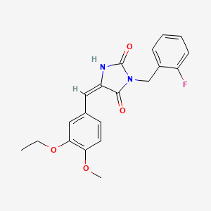 molecular formula C20H19FN2O4 B3633619 (5E)-5-(3-ethoxy-4-methoxybenzylidene)-3-(2-fluorobenzyl)imidazolidine-2,4-dione 