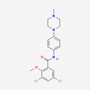 molecular formula C19H21Cl2N3O2 B3633623 3,5-dichloro-2-methoxy-N-[4-(4-methylpiperazin-1-yl)phenyl]benzamide 