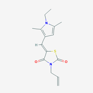 molecular formula C15H18N2O2S B3633630 (5Z)-5-[(1-ethyl-2,5-dimethyl-1H-pyrrol-3-yl)methylidene]-3-(prop-2-en-1-yl)-1,3-thiazolidine-2,4-dione 