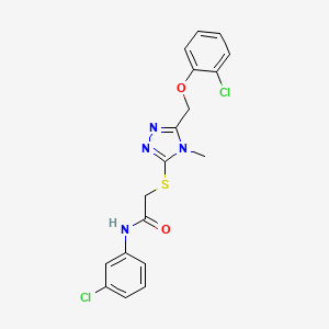 molecular formula C18H16Cl2N4O2S B3633636 2-({5-[(2-chlorophenoxy)methyl]-4-methyl-4H-1,2,4-triazol-3-yl}sulfanyl)-N-(3-chlorophenyl)acetamide 