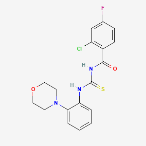 molecular formula C18H17ClFN3O2S B3633654 2-chloro-4-fluoro-N-({[2-(4-morpholinyl)phenyl]amino}carbonothioyl)benzamide 