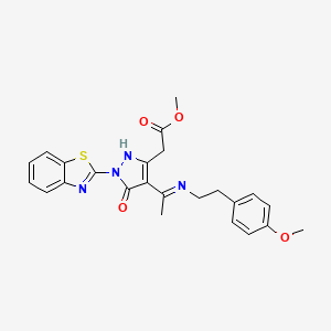 molecular formula C24H24N4O4S B3633660 methyl [(4E)-1-(1,3-benzothiazol-2-yl)-4-(1-{[2-(4-methoxyphenyl)ethyl]amino}ethylidene)-5-oxo-4,5-dihydro-1H-pyrazol-3-yl]acetate 