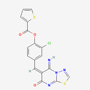 molecular formula C17H9ClN4O3S2 B3633708 2-chloro-4-[(E)-(5-imino-7-oxo-5H-[1,3,4]thiadiazolo[3,2-a]pyrimidin-6(7H)-ylidene)methyl]phenyl thiophene-2-carboxylate 