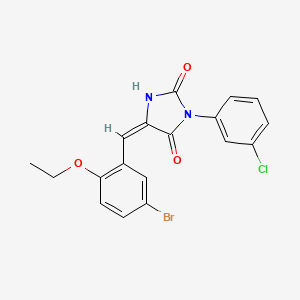 molecular formula C18H14BrClN2O3 B3633757 (5E)-5-[(5-bromo-2-ethoxyphenyl)methylidene]-3-(3-chlorophenyl)imidazolidine-2,4-dione 