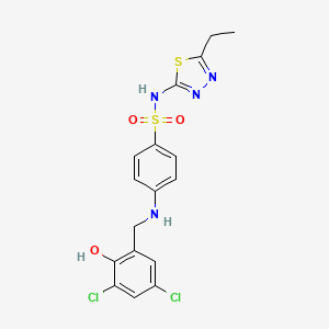 molecular formula C17H16Cl2N4O3S2 B3633767 4-[(3,5-dichloro-2-hydroxybenzyl)amino]-N-(5-ethyl-1,3,4-thiadiazol-2-yl)benzenesulfonamide 