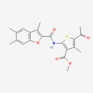 molecular formula C21H21NO5S B3633788 methyl 5-acetyl-4-methyl-2-{[(3,5,6-trimethyl-1-benzofuran-2-yl)carbonyl]amino}-3-thiophenecarboxylate 