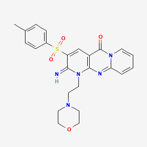 molecular formula C24H25N5O4S B3633836 6-imino-5-(4-methylphenyl)sulfonyl-7-(2-morpholin-4-ylethyl)-1,7,9-triazatricyclo[8.4.0.03,8]tetradeca-3(8),4,9,11,13-pentaen-2-one 