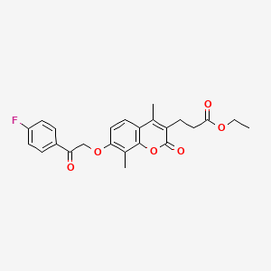 molecular formula C24H23FO6 B3633842 ethyl 3-{7-[2-(4-fluorophenyl)-2-oxoethoxy]-4,8-dimethyl-2-oxo-2H-chromen-3-yl}propanoate 