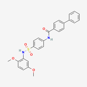 molecular formula C27H24N2O5S B3633870 N-{4-[(2,5-dimethoxyphenyl)sulfamoyl]phenyl}biphenyl-4-carboxamide 