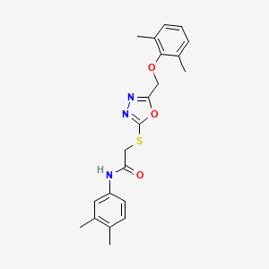 2-({5-[(2,6-dimethylphenoxy)methyl]-1,3,4-oxadiazol-2-yl}sulfanyl)-N-(3,4-dimethylphenyl)acetamide