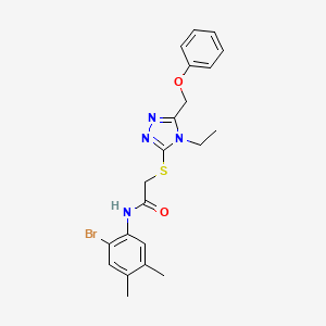 molecular formula C21H23BrN4O2S B3633877 N-(2-bromo-4,5-dimethylphenyl)-2-[[4-ethyl-5-(phenoxymethyl)-1,2,4-triazol-3-yl]sulfanyl]acetamide 