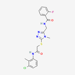 molecular formula C20H19ClFN5O2S B3633879 N-{[5-({2-[(3-chloro-2-methylphenyl)amino]-2-oxoethyl}sulfanyl)-4-methyl-4H-1,2,4-triazol-3-yl]methyl}-2-fluorobenzamide 