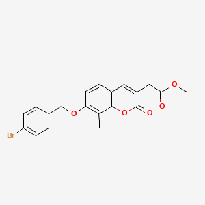 molecular formula C21H19BrO5 B3633900 methyl {7-[(4-bromobenzyl)oxy]-4,8-dimethyl-2-oxo-2H-chromen-3-yl}acetate 