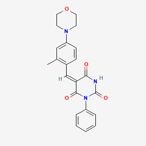 molecular formula C22H21N3O4 B3633933 5-[2-methyl-4-(4-morpholinyl)benzylidene]-1-phenyl-2,4,6(1H,3H,5H)-pyrimidinetrione 