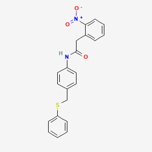 molecular formula C21H18N2O3S B3633994 2-(2-nitrophenyl)-N-{4-[(phenylsulfanyl)methyl]phenyl}acetamide 