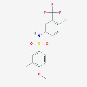 molecular formula C15H13ClF3NO3S B3634009 N-[4-chloro-3-(trifluoromethyl)phenyl]-4-methoxy-3-methylbenzenesulfonamide 