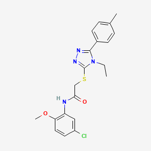 molecular formula C20H21ClN4O2S B3634054 N-(5-chloro-2-methoxyphenyl)-2-{[4-ethyl-5-(4-methylphenyl)-4H-1,2,4-triazol-3-yl]sulfanyl}acetamide 