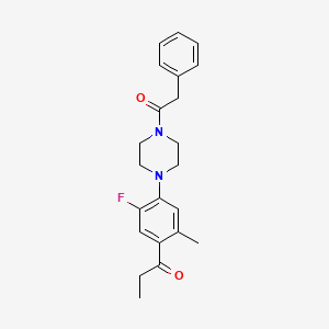 molecular formula C22H25FN2O2 B3634063 1-{5-fluoro-2-methyl-4-[4-(phenylacetyl)-1-piperazinyl]phenyl}-1-propanone 