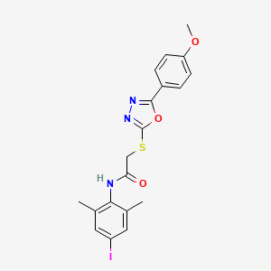 molecular formula C19H18IN3O3S B3634085 N-(4-iodo-2,6-dimethylphenyl)-2-{[5-(4-methoxyphenyl)-1,3,4-oxadiazol-2-yl]sulfanyl}acetamide 