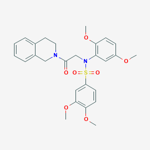 molecular formula C27H30N2O7S B3634182 N-[2-(3,4-Dihydro-1H-isoquinolin-2-yl)-2-oxo-ethyl]-N-(2,5-dimethoxy-phenyl)-3,4-dimethoxy-benzenesulfonamide 